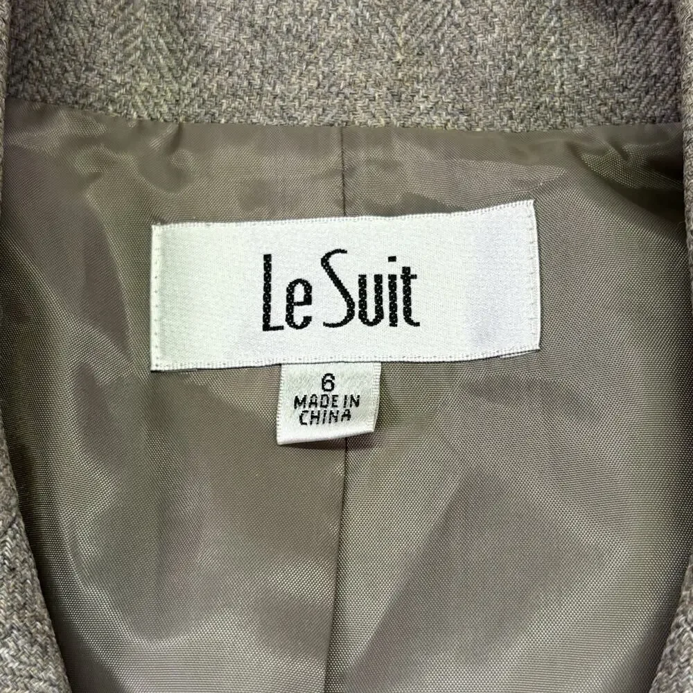 Le Suit Skirt Suit - Blazer Jacket & Skirt Brown Tweed NWT Size 6